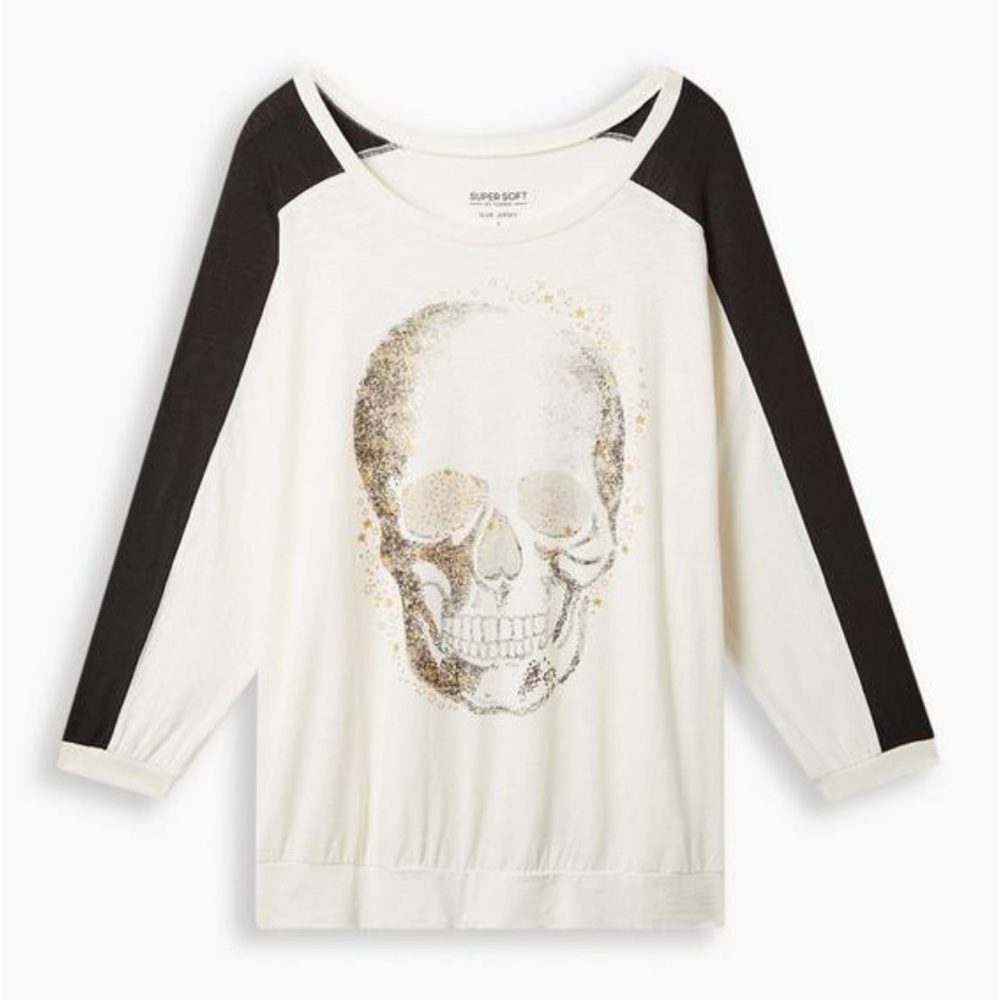 Torrid Graphic Classic Fit Super Soft Slub Crew Neck Long Sleeve Dolman Tee